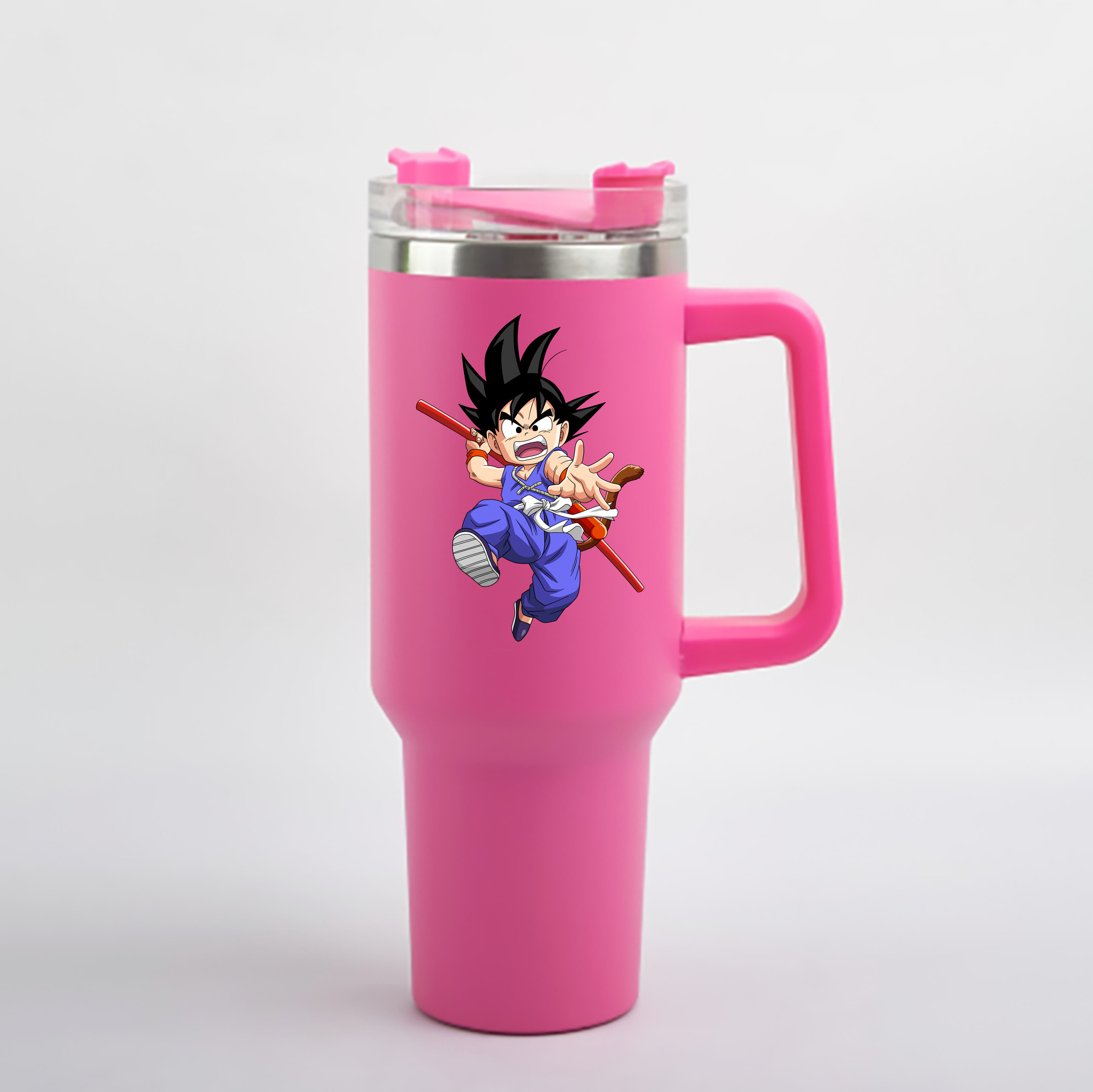 （画像用） ドラゴンボール 孫悟空（そん ごくう）Son Goku カカロット DRAGON BALL Kakarotto 1200mL車用タンブラー - クリスタルステッカー（プラスチックストロー付き）